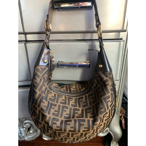 fendi zucca large hobo bag tobacco